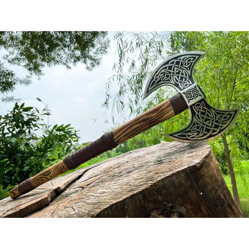 Dark WARRIOR Handmade Double Head Berserker Axe, Large Norse Double