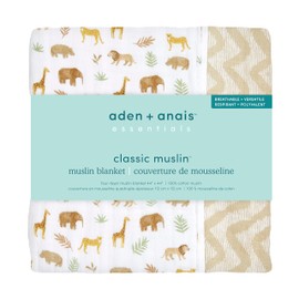 aden + anais essentials Dream Baby Blanket - Pack of 1 | Large Breathable 100% Cotton Muslin Bedding | Cot Blankets For Newborn Boys & Girls | Baby Shower or Gifts | tanzania Print