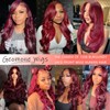Geomone 30 Inch 99J Burgundy Wig Human Hair 200 Density