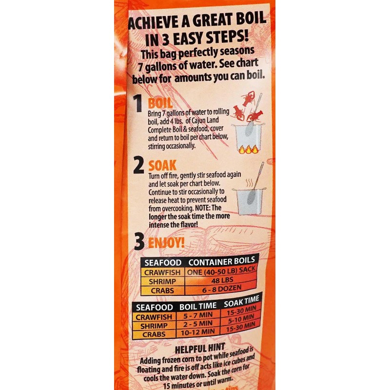 Cajun Land Crab Shrimp Crawfish Boil Complete 4 Lbs