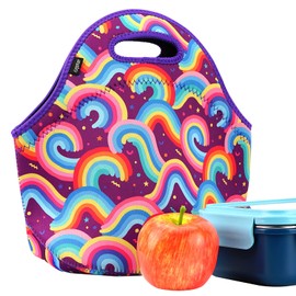 Kingshion Lunch Bag, Neoprene Lunch Tote Bag with Zipper for Men and Women Outdoor Travel Work university, Insulated and Reusable(Colorful Wave)