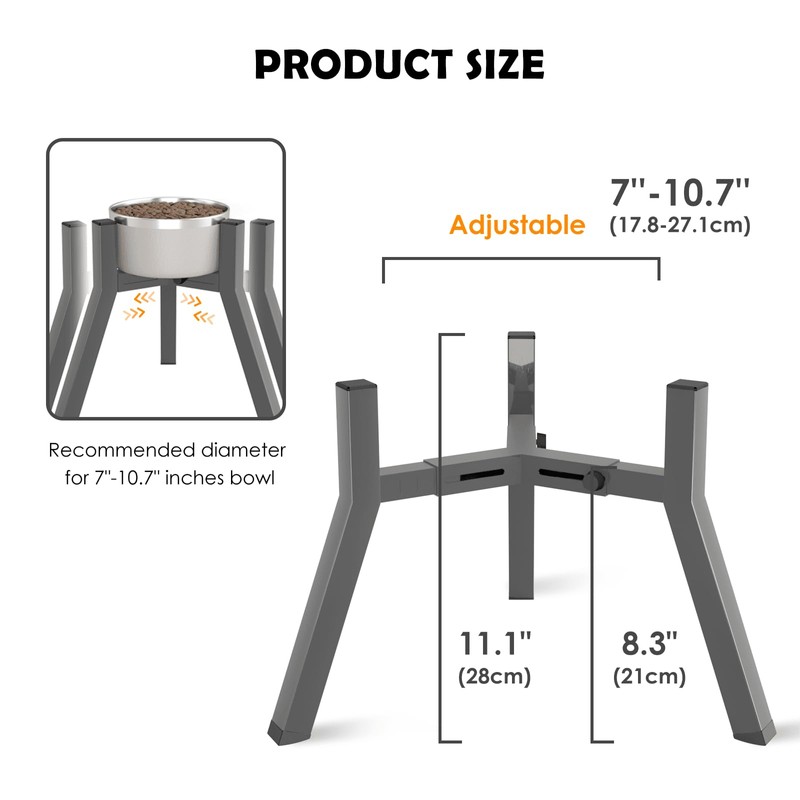 SHAINFUN Grey Elevated Dog Bowls Stand for Large Medium Breeds,