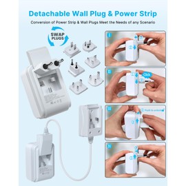 VINTAR Universal Travel Adapter Kit, International Power Adapter with 2 AC Outlets & 3 USB(2 USB C), 3ft Extension Cord Power Strip, Type A,C,G,D,I,M, Travel Adapter Worldwide for US/EU/India/Africa