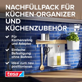 tesa Power.Kit Kitchen Organiser Refill Pack - For Wall Mounting Combination Sets and Kitchen Accessories - Reuse Kitchen Rails and Adapters - 1 x Spare Parts Kit