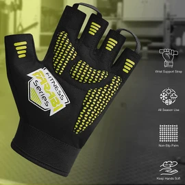 Farabi Gym Workout Gloves for Men and Women, Padded Breathable Anti-Skid Exercise Gloves for Fitness, Training, Weight Lifting, Powerlifting (Green, L/XL)