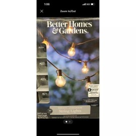 Better Homes & Garden Indoor Outdoor String Lights 20 Feet Edison bulb 18.7 ft