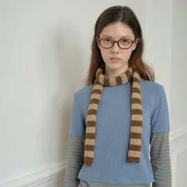 Cute Stripe Scarf for Women Skinny Scarf Y2k Neckerchief Fashion Scarves Knitted Womens Scarf Accessory Fall Winter