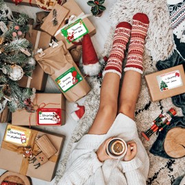 120Pack Christmas Labels Stickers 65 x 45mm Christmas Name Gift Label Xmas Tags Sticker Self-Adhesive Christmas Sticky Labels for Present Cards