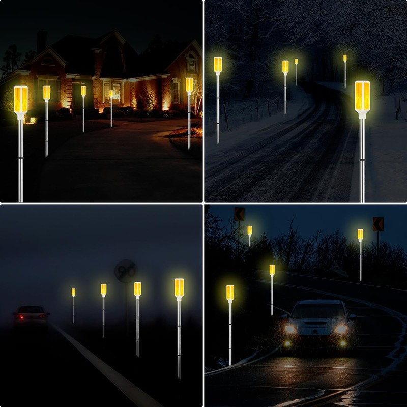 Aolyty Solar Lights Outdoor, Waterproof Driveway Markers Reflective, Warning Flash