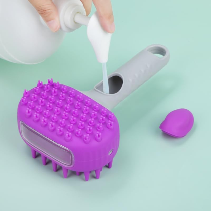 Pet Dog Bath Brush, 2 in 1 Silicone Brush Bathing