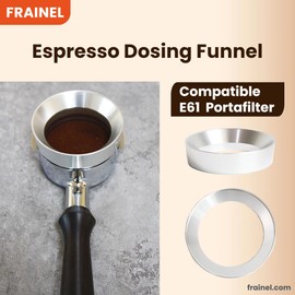 FRAINEL 58mm Espresso Portafilter Funnel & Kitchen Food Dosing Ring. 8X Magnetic. Lightweight Aluminum Alloy for E61 Leveler | Tamper & Grinder Accessories | Summer Iced SOE Cafe