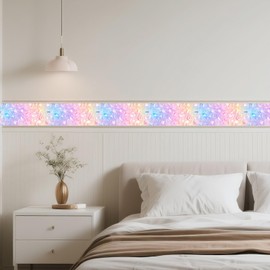 IVN Wallpaper Border Peel and Stick Decorative Wall Trim Self Adhesive Gradient Shard Design Wallpaper for Bathroom Laundry Room Pool Area Mirror Frame Shelf Wall Edge 4x196 Inch