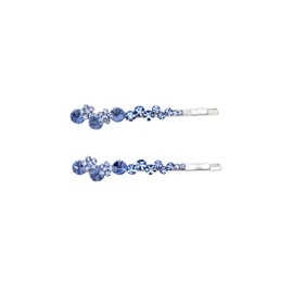 Faship A Pair Of Light Blue Premium Rhinestone Crystal Floral Hair Clips Pins 2 Pcs