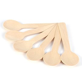Disposable Cutlery Wooden Spoons, 100 Pieces Wooden Cutlery, Soup Spoon, Disposable Spoon, Honey Coffee Tea Spoon, Kitchen Spice Spoon, Biodegradable 10 x 3 cm