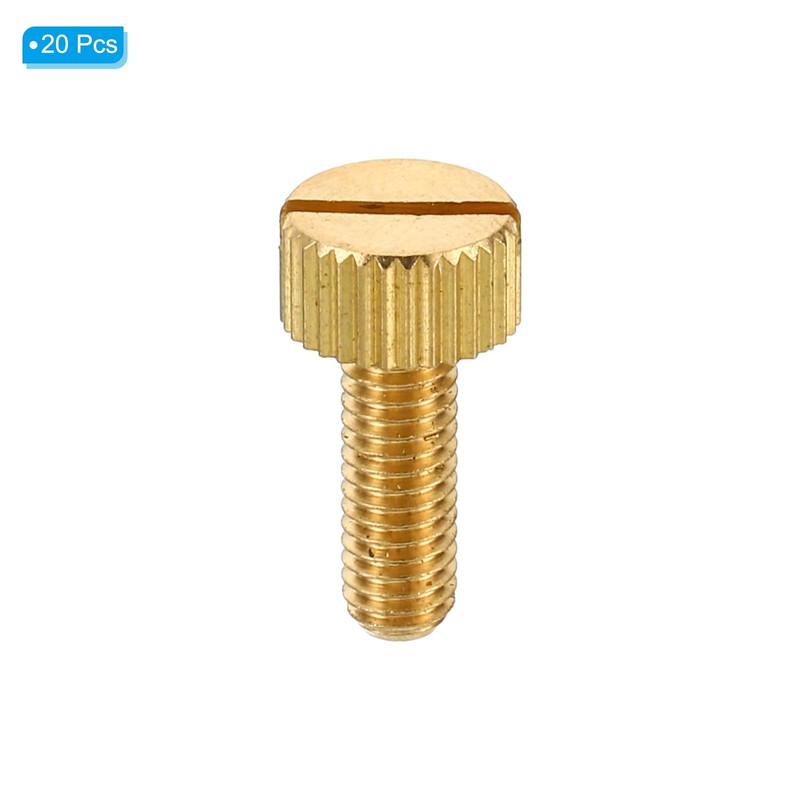 PATIKIL 20pcs M5x19mm Knurled Thumb Screws Flat Tip Brass Bolts