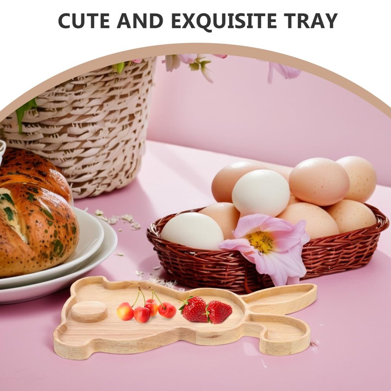 DEARMAMY Rabbit Shaped Charcuterie Board Wood Bunny Cutting Tray Cheese