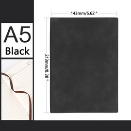 A5 Leder-Tagebuch, 21,3 x 14,3 cm, 200 Seiten liniert Reisetagebuch Notizblock Tagebuch, mit Linienband, Geschenke für Geburtstag Jahrestag Frauen Männer, Block Notizen (Schwarz)