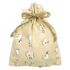 Hamamonyo Large Drawstring Hedgehog and Bean Panda, Beige, beige