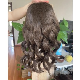 Teraman 12inch Long Human Hair Toupee for Men Loose Wave 10"x8" Hair Replacement System Men's Hairpieces Natural Hairline Lace Front+Mono net with PU around Base (#4 color)