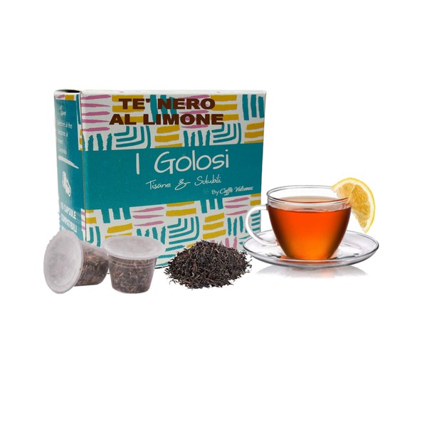 Caffè Vulcanus, 40 Capsules Ceylon Black Tea with Lemon, Compatible