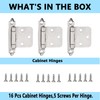 16 Pack Overlay Cabinet Hinges,1/2"Overlay Cabinet Hinge Satin Brushed Nickel