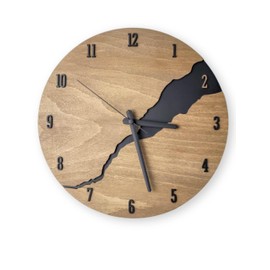 DECORAY Wall clock in wood look, modern without ticking noises and silent, unusual wall clock with quartz movement for living room, office, kitchen, bedroom or as decoration. A modern eye-catcher
