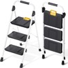 KINGRACK 3 Step Folding Ladder, 800lbs Capacity Step Stool with