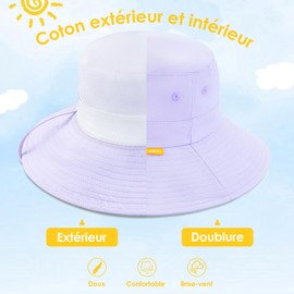 SEYUFN Baby Hat Summer Kids UV 50 Protection Hat Toddler Girls Cap Boys Fishing Hat Baby Wide Brim Sun Hats, light purple