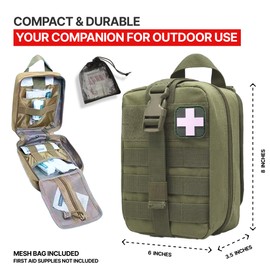 ORCA Tactical Rip-Away IFAK Trauma Kit Bag – First Aid Kit Bag Empty, Molle Medical Pouch,Military-Grade 600D Polyester, Dual YKK Zippers, Durable for EMT, Police, Firefighters & Outdoors (OD Green)