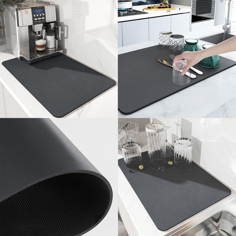 2PCS Draining Board Mats, Kitchen Super Absorbent Draining Mat, Folding
