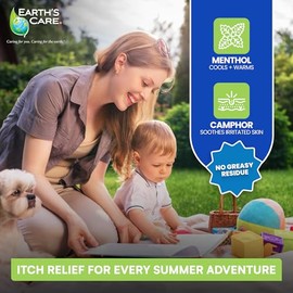 Earth's Care Loción antipicazón - Sin esteroides - Alivia las quemaduras solares, la piel seca y con picazón y la irritación menor de la piel, FL. 8 o