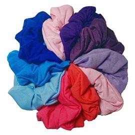Cotton Scrunchie Set, Set of 10 Soft Cotton Scrunchies (Pink, Purple and Blue)