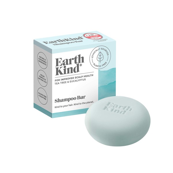 EarthKind, Tea Tree and Eucalyptus Shampoo Bar for Improved Scalp Health, Blue, 50 g (Pack of 1)