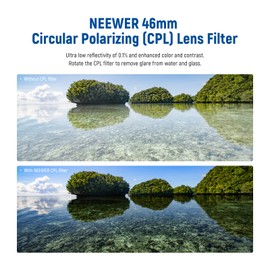 Neewer 46mm Polarizing Filter 30 Layer Multi Resistant Nano Coatings Circular Polarising Filter(CPL) Reduce Glare/Enhance Contrast/Ultra Slim/Reduces Reflection/HD Optical Glass Polarizer Filter
