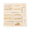 Trains - Engraved Wood Rubber Stamp Set - 10 Pieces