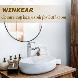 WINKEAR Vessel Sink Faucet Chrome Bathroom Tall Faucet Single Hole Deck-Mount Pop up Drain Assembly Without Overflow Water Supply Lines Included