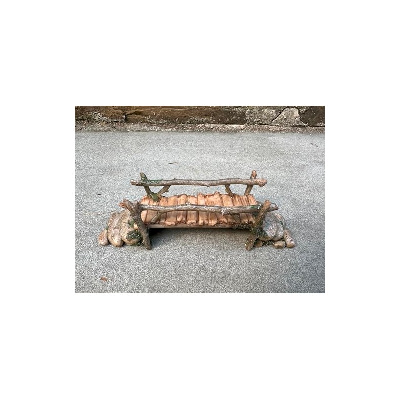 Mokoboho Fairy Garden Bridge, Acrylic, Stone and Log Design, 7.5"