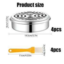 JINXIAN 4 Stück Mückenspirale Halter mit 4 Gelb Bürsten Insektenspiralen Edelstahl Behälter Mückenspiralenhalter Portable für Haus Garten Camping Angeln Reise Outdoor