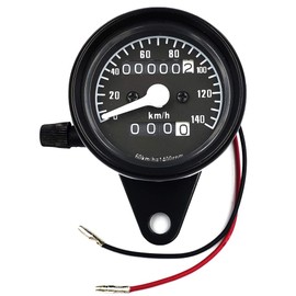 VISPREA Speedometer, Mechanical, 12 V, 140 km/h for Motorcycles, General Purpose Meter, Maximum Speed Display, 140 / h, Backlight, Bike Metal, Motorcycle, Odometer, Odometer, with V-Shaped Stay, Easy