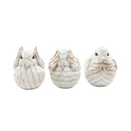 Sagebrook Home The Set of 3 Decorative Bird Figurines, Creative Room and Desktop Decor, Cream with Brown/Gray Details, 6 L x 4 W x 5 H Inches