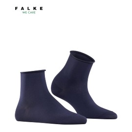 FALKE Women's Cotton Touch Short Stockings Breathable Sustainable Cotton Elegant Fine Reinforced Half Height Flat Seam for Pressure-free Toe Intense Colours High Quality 1 Pair, Blue Dark Navy 6370