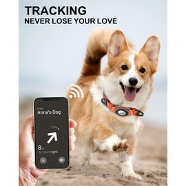 TagME Airtag Dog Collar,Waterproof Reflective Pet Collar with Airtag Holder,Soft Padded and Double D-Rings for Puppy,Orange