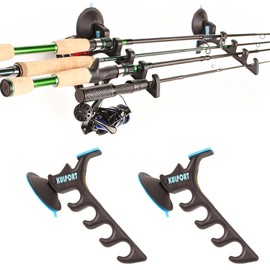 Fishing Rod Holders - 1 Pair Suction Cup fishing Rod Racks for Boats, Cars, Truck, Garage Wall, Storage System for 4 Fishing Poles – Fits Smooth Surfaces