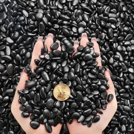 NUPICK 6lb River Rocks for Plants Indoor, 3/8 Inch Black Pebbles for Vases Fillers, Decorative Pea Gravel for Fish Tank, Natural Polished Stones for Succulent, Bonsai, Landscaping, Bird Baths