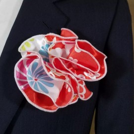 Vavra's NEW - Men's 2-in-1 Pouf Round Pocket Square -  Red & White Mod Floral