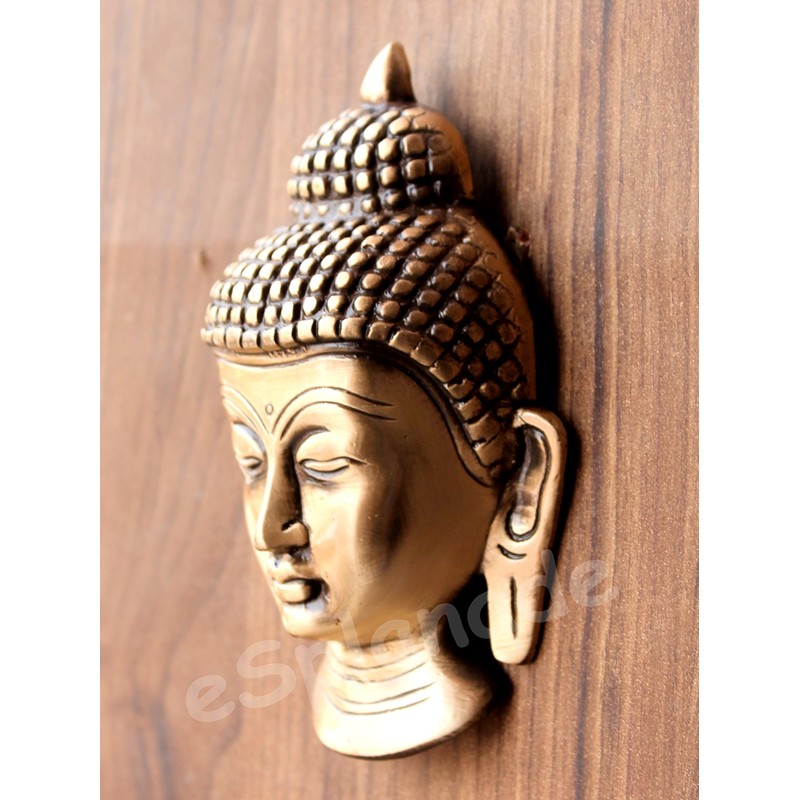 eSplanade Brass Buddha Face Wall Hanging Idol Statue Figurine Murti