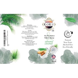 Almond Coconut Air Freshener - Room Spray - Odor Eliminator - Deodorizer - Car Air Freshener - Home Spray - Linen Spray - Fabric Refresher - Non-Toxic - Alcohol Free – Made in USA (8 Oz)