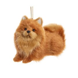 The Bridge Collection Pomeranian Dog Ornament - Furry Pomeranian Ornament for Holiday Decor - Animal Christmas Tree Ornament - Pet Ornaments for Dog Lovers