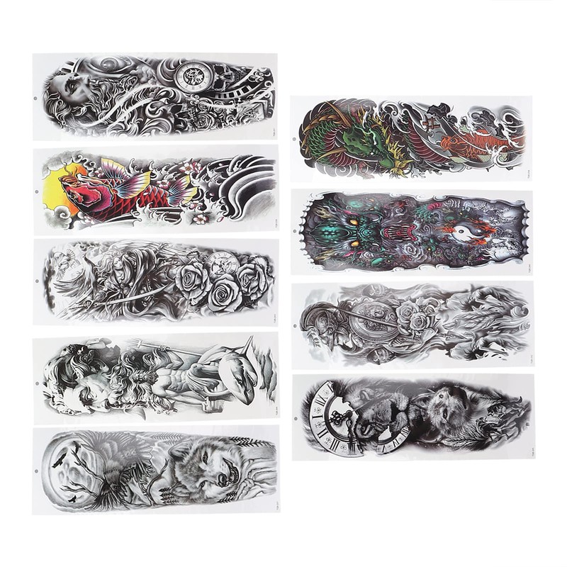 9 x Full Arm Tattoos - Waterproof Temporary Tattoo Stickers