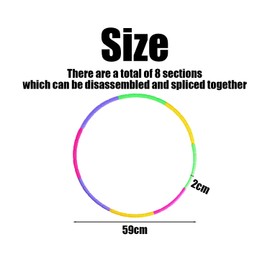 TYFGRT 8 Pieces Kids Hula Hoops, Removable Hula Hoops, Sports Accessories, Plastic Hula Hoops, Fitness Equipment